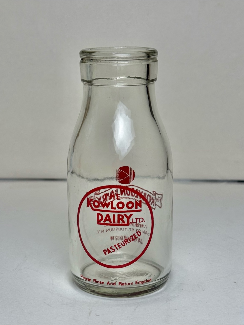 Vintage Kowloon Dairy LTD Pyro Dairy Milk Bottle Hong Kong Asian Advertising